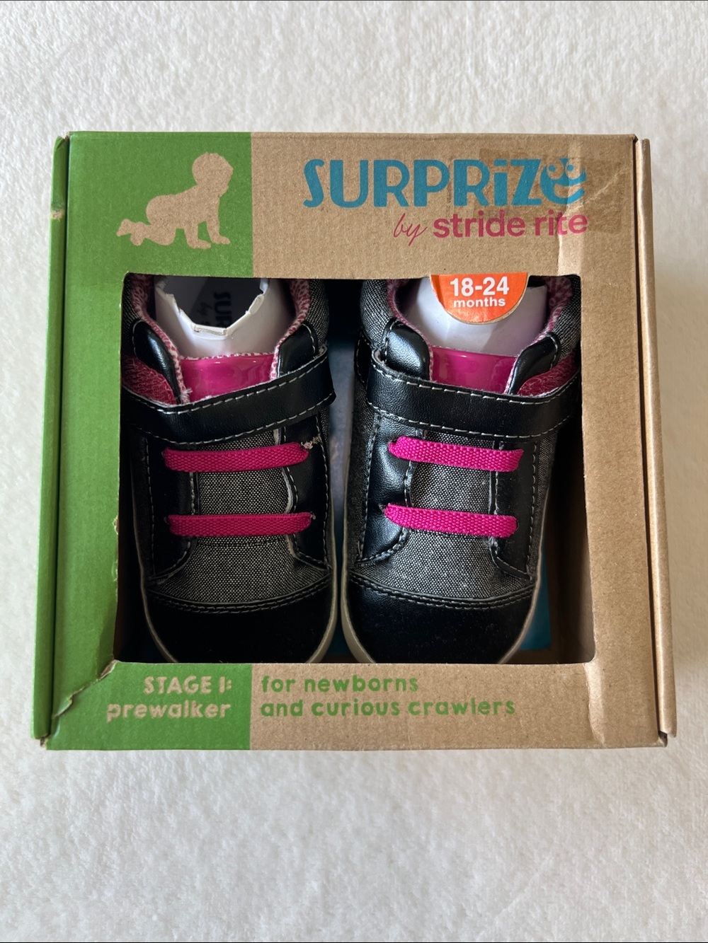 Stride Rite Black Shoes with Pink Accents - Prewalker